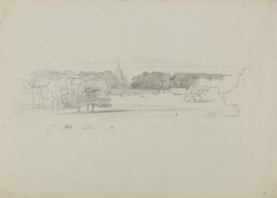 View across a Meadow to a Church by Edward Lear